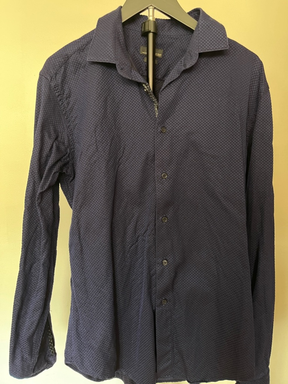 Blag tag Zara Man Slim Fit Navy Patterned Dress Shirt slim fit